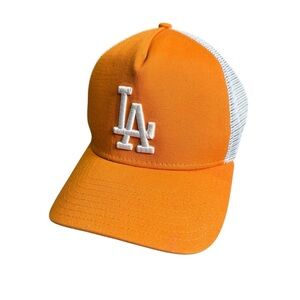 New Era Los Angeles Dodgers Trucker Snapback Baseball Hat Cap Orange, One size